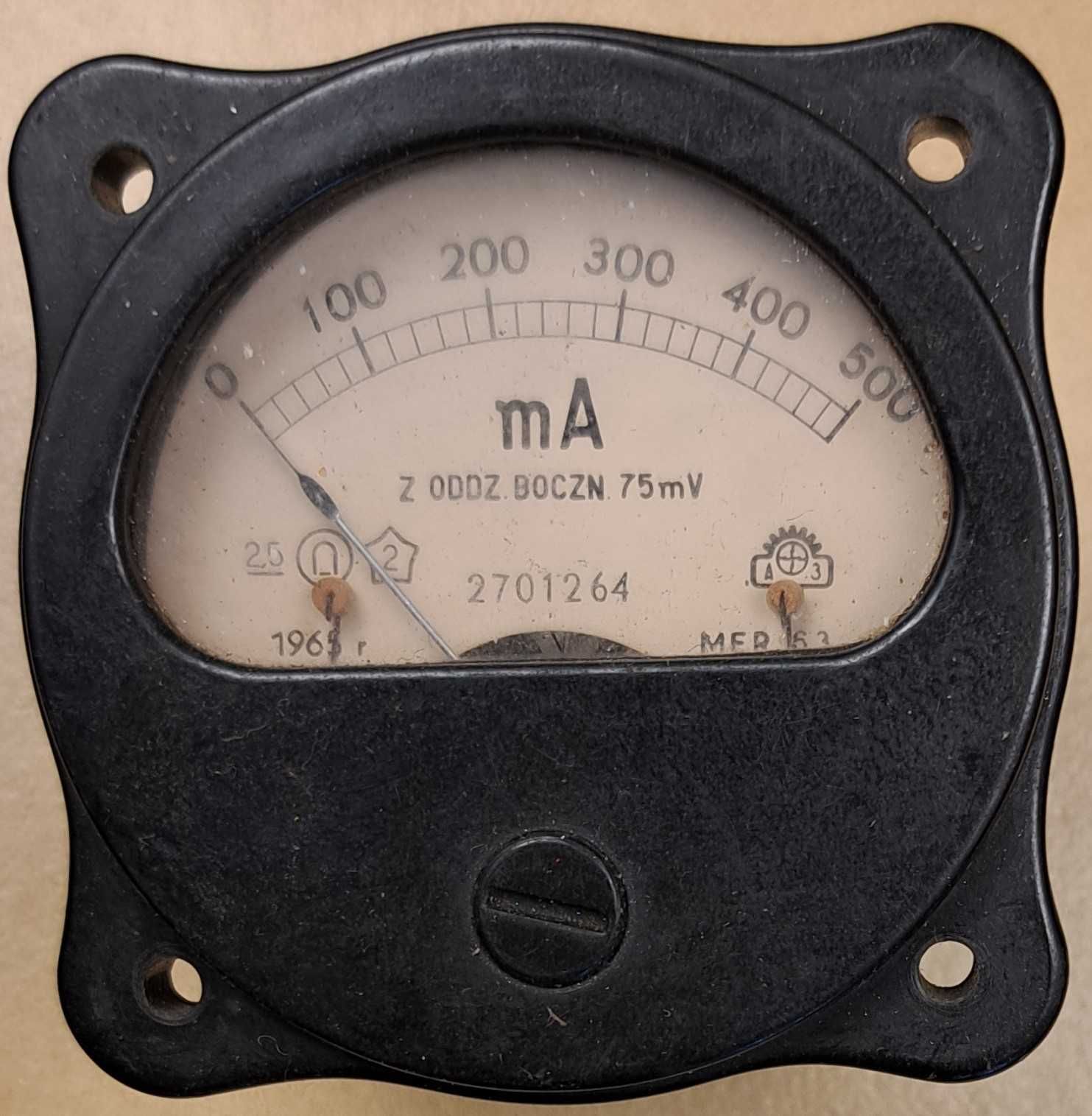 Mikroamperomierz tablicowy ferromagnetyczny NFe - 500mA, 60x60mm
