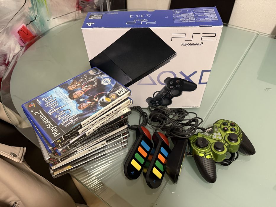 11 jogos PS2 com comando novo mais dois comandos com caixa