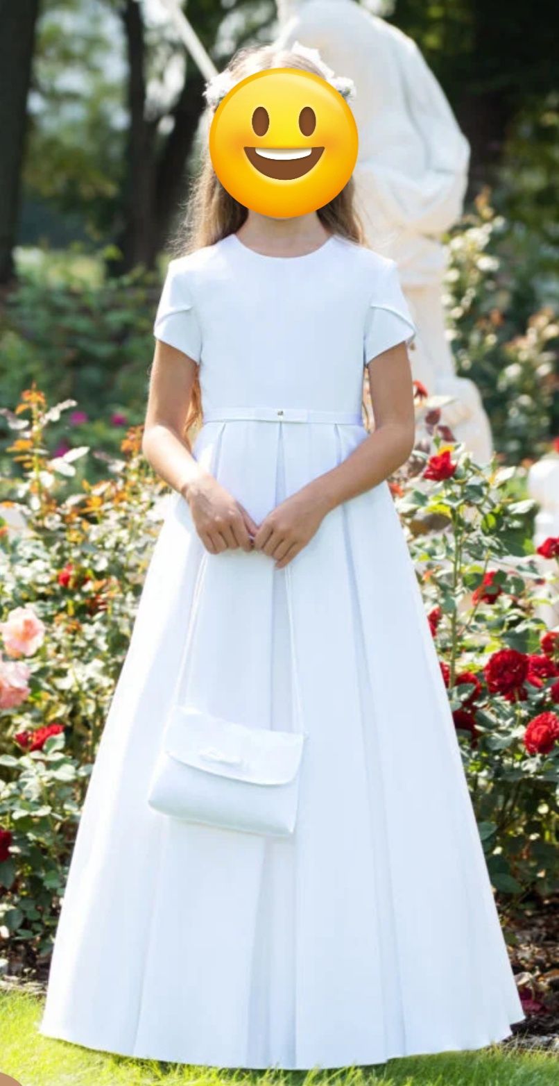 Zestaw komunijny r 140 Emmie Mariage sukienka, halka i wianek