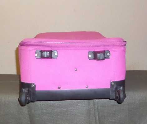 Чемодан тканевый розовый большой, 2 колеса, 65Х44Х23 см.