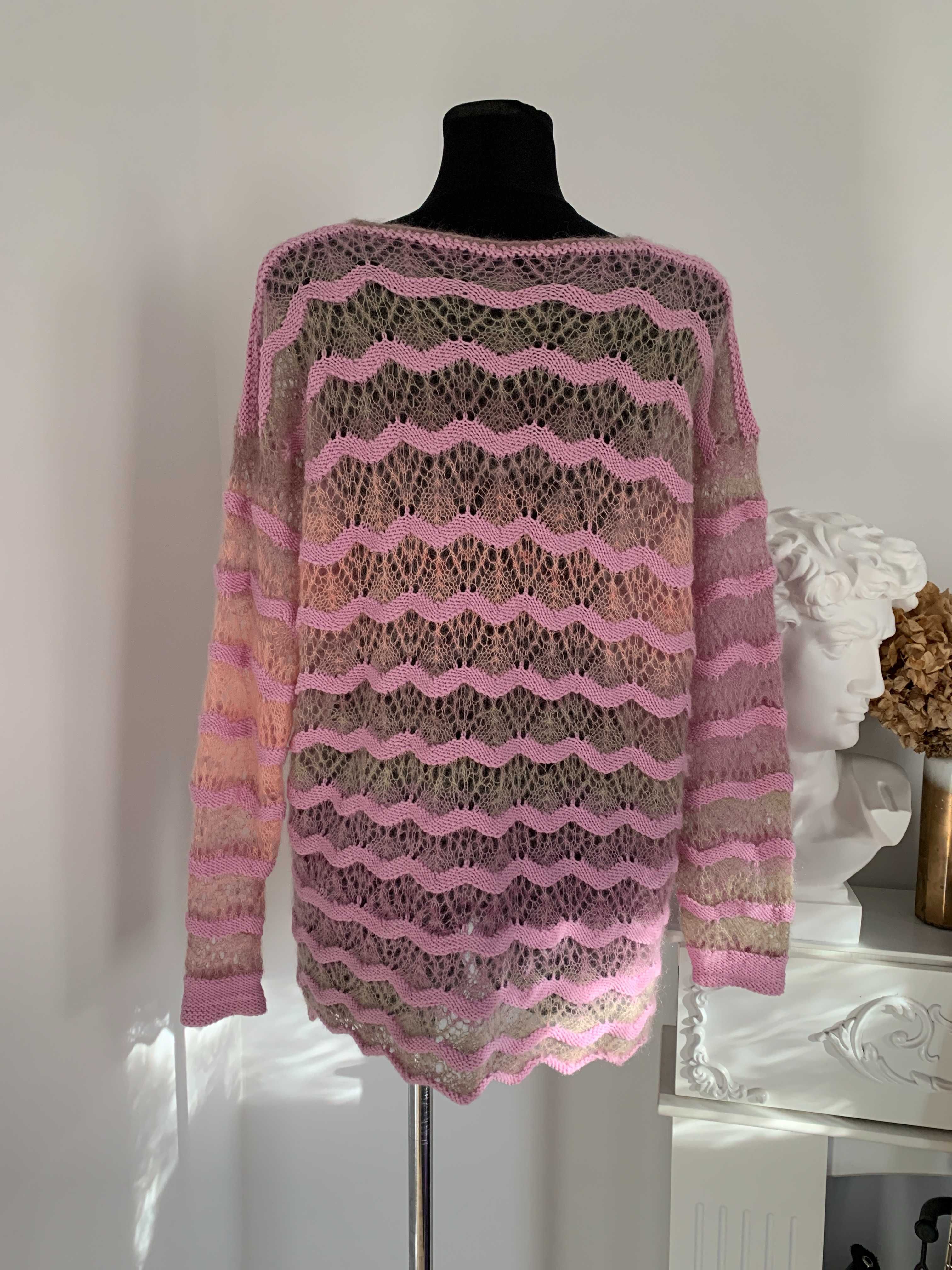 Sweter handmade moher ombre