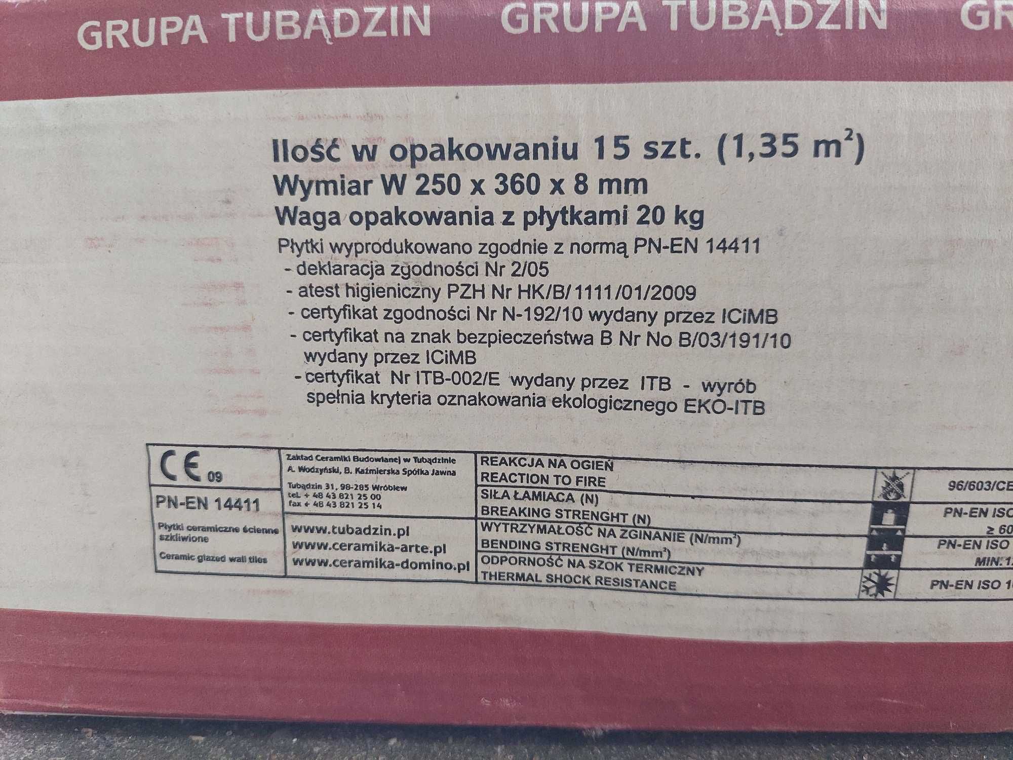 Płytki ścienne 250x360x8 mm - 15 szt. - 1,35 m2