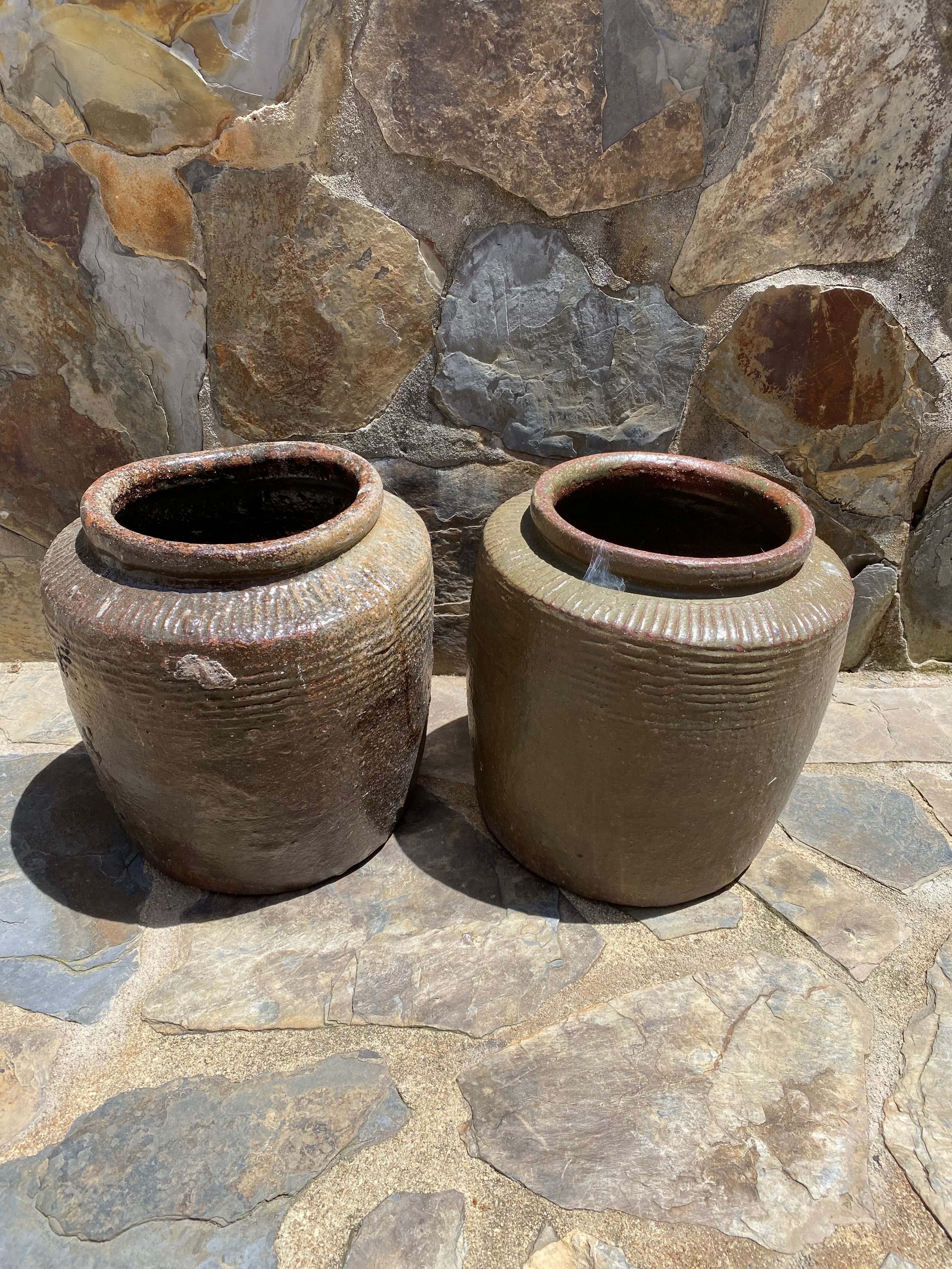 Potes Chineses especiarias Séc XIX Marcados 32 cm