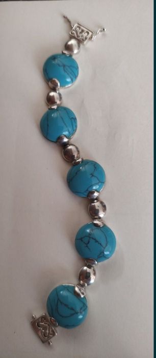 Серебряный браслет с бирюзой 925