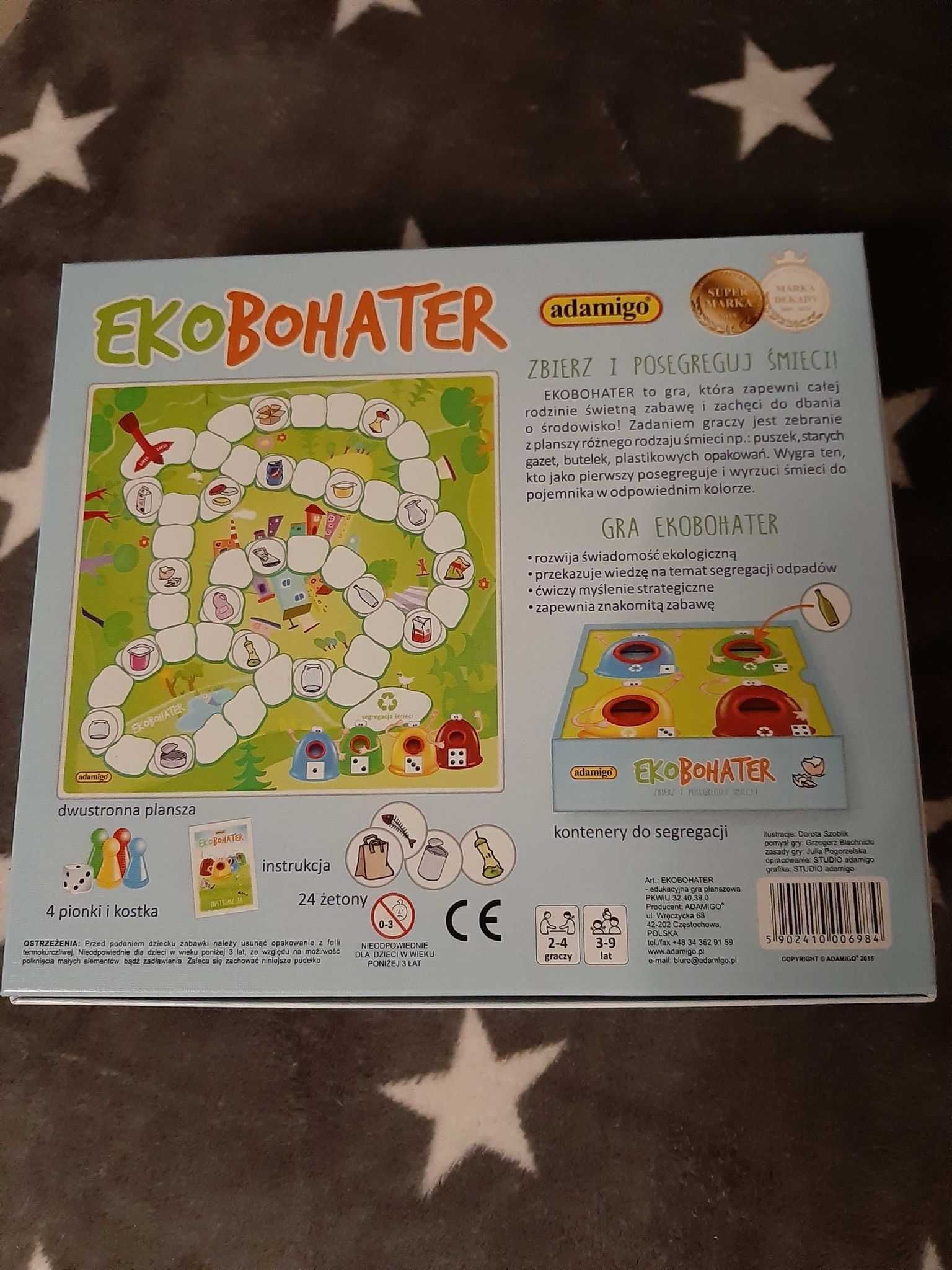 Gra ekobohater, edukacyjna gra planszowa, produkt polski