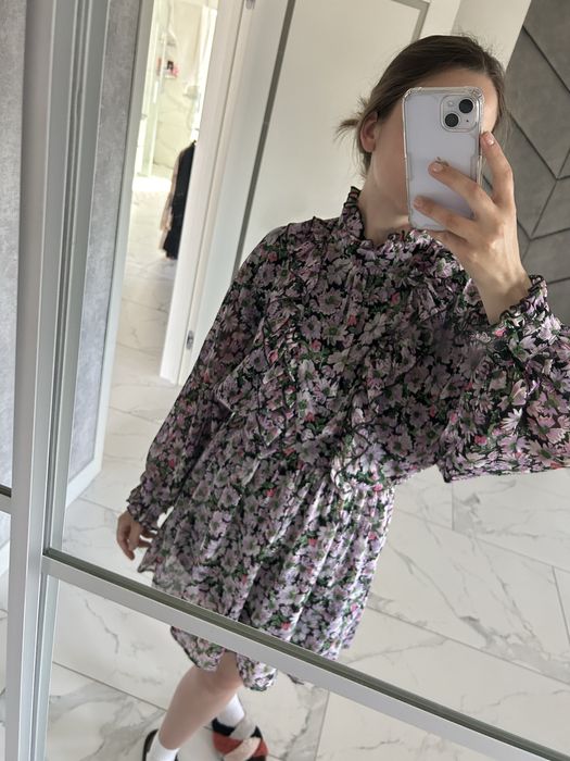 Сукня zara шифонова в квітковий принт