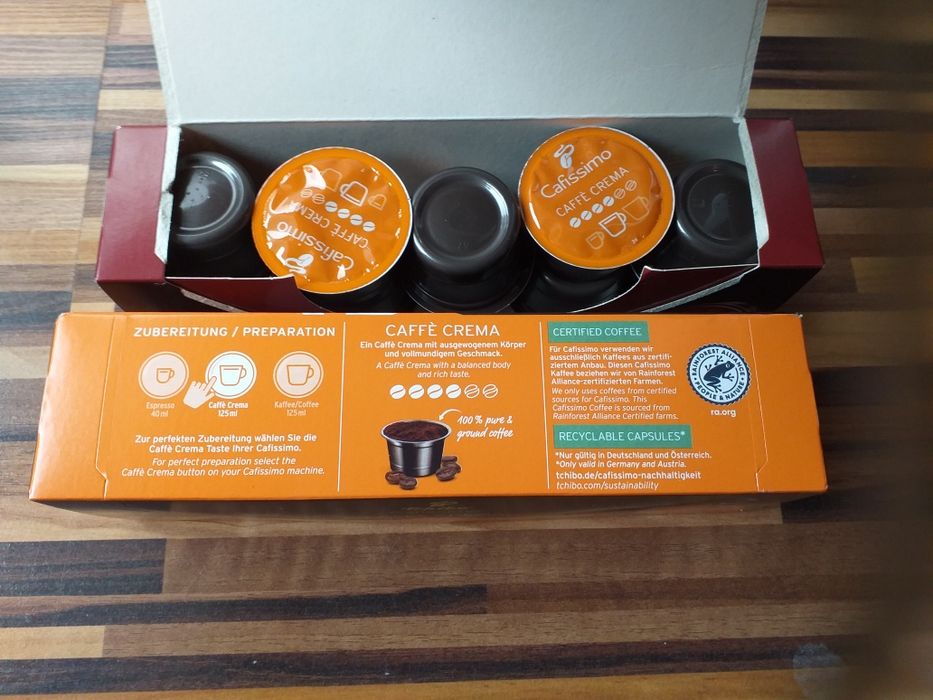 Tchibo Cafissimo Caffe Crema--Kapsułki 2×10 sztuk--Łódź Okazja