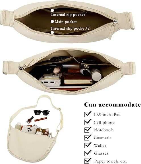 Micmores Torba na ramię damska typu hobo - beż