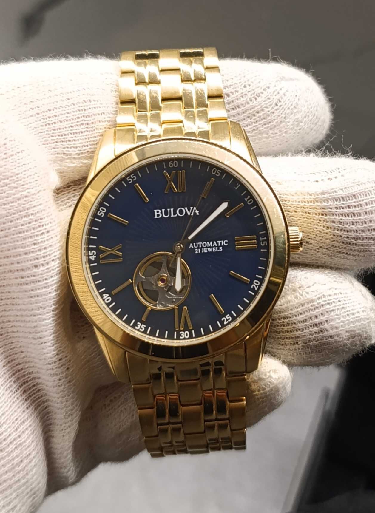 Piękny zegarek męski Bulova opean heart automatic, super stan, pudełko