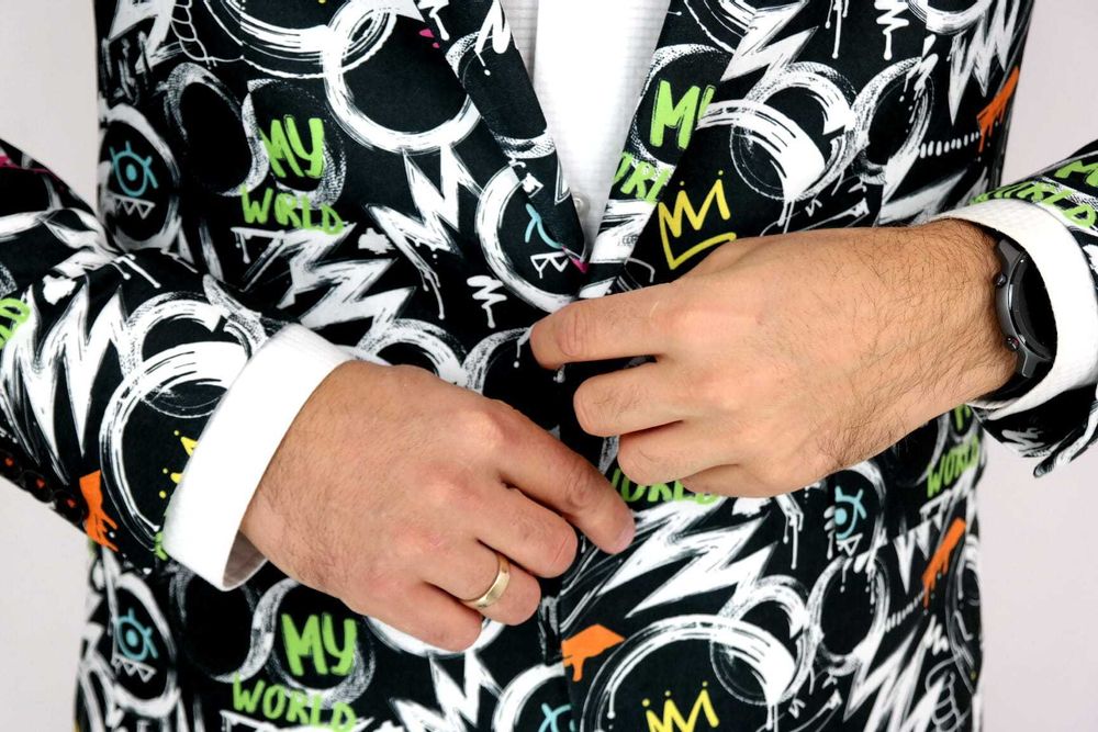 GIOVANNI PERA Marynarka męska czarna D607 kolorowa, OKO 64 4XL