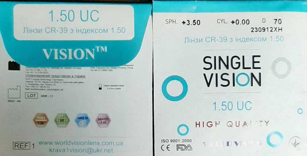 Лінзи для очків +3,5 Корея