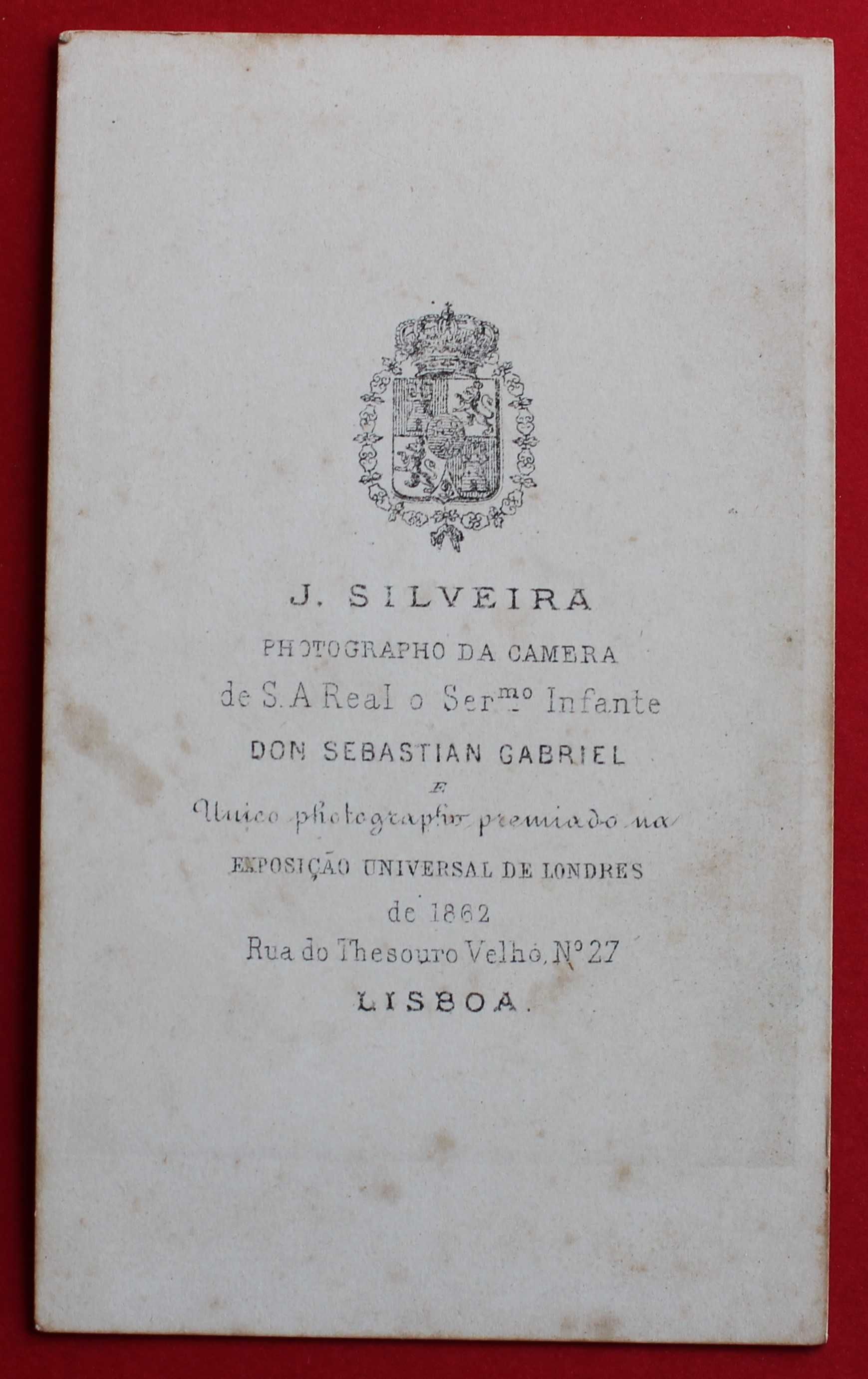 Senhor CDV J. Silveira Photographo do Infante D Sebastian Gabriel