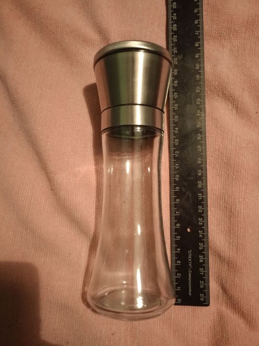 Мельница для специй, перцемолка механическая, ручная/стекло, керамичес