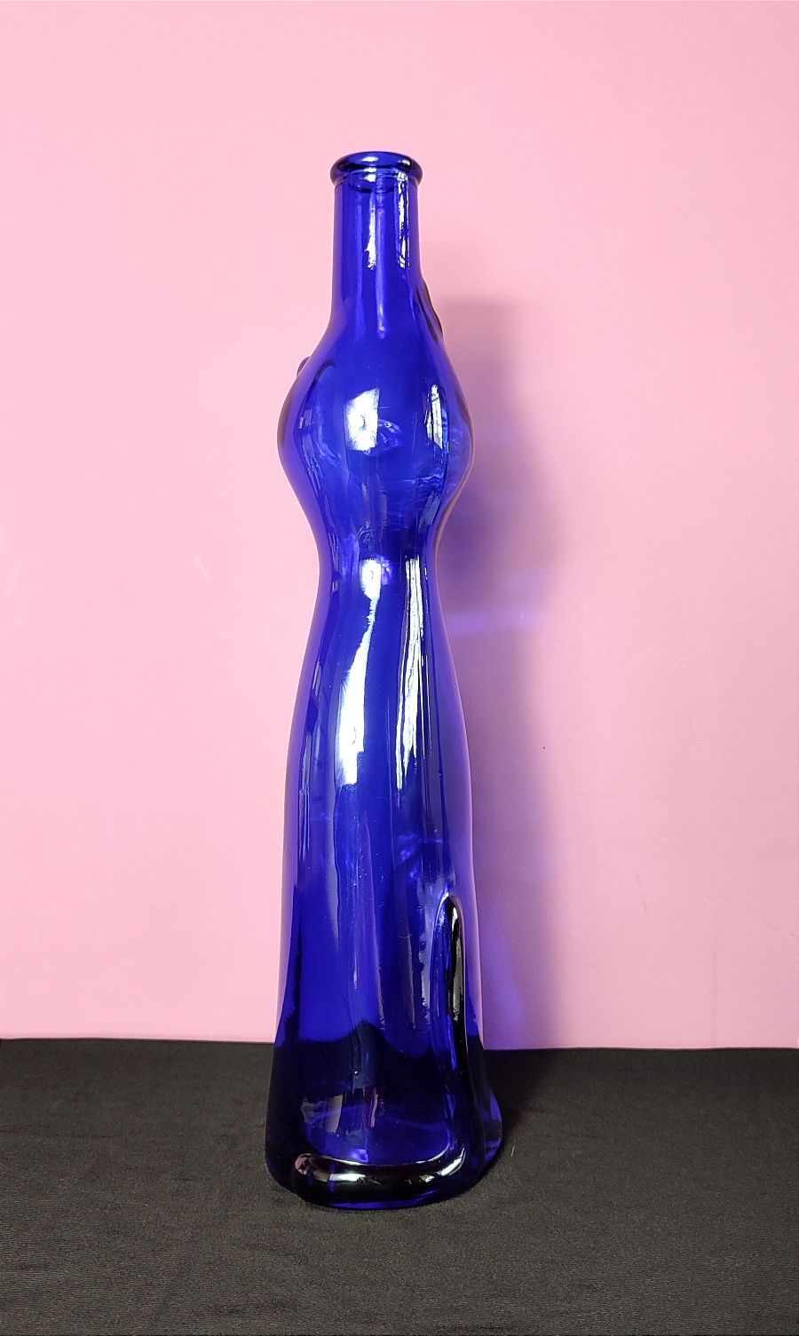 Butelka KOT - szafirowe szkło barwione w masie, wys. 33 cm
