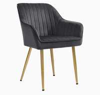Krzesło tapicerowane szare welur glamour