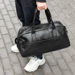 Дорожня сумка Onyx чорна з еко шкіри для тренувань та фітнесу на 27L
