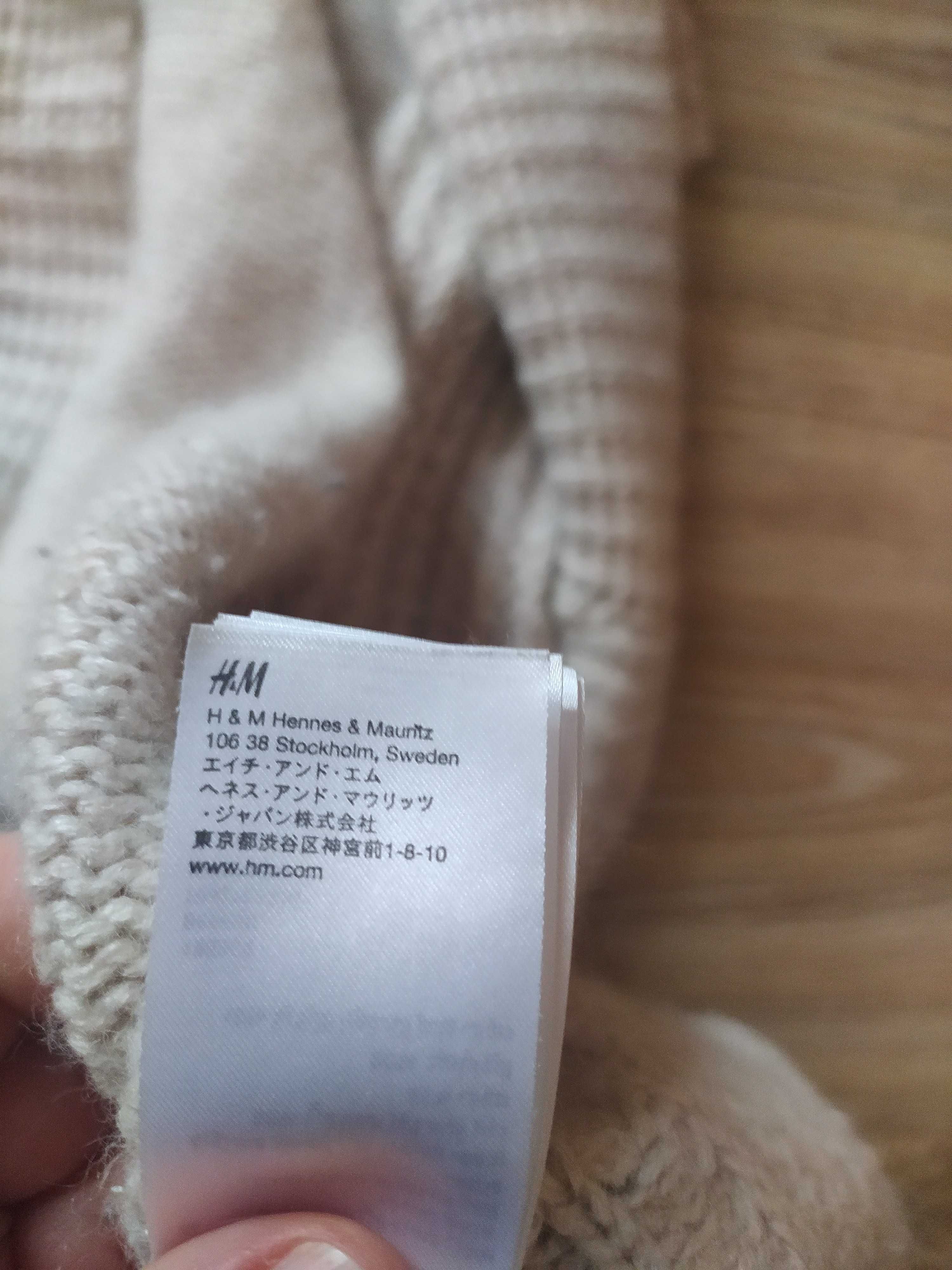 Krótki kardigan, wdzianko lekkie damskie, sweter z wełną H&M