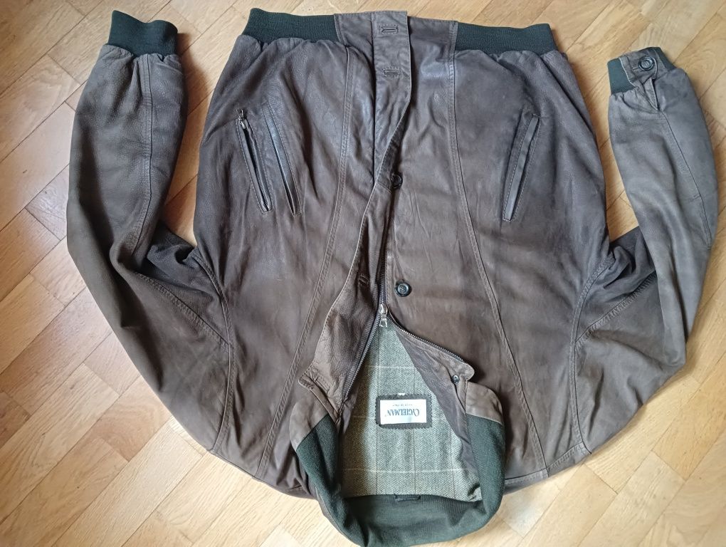 -50% Włoska kurtka skórzana L/XL j. ochnik skóra baseball pilotka