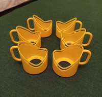 Koszyczki do szklanek PRL w kolorze żółtym, 6 sztuk