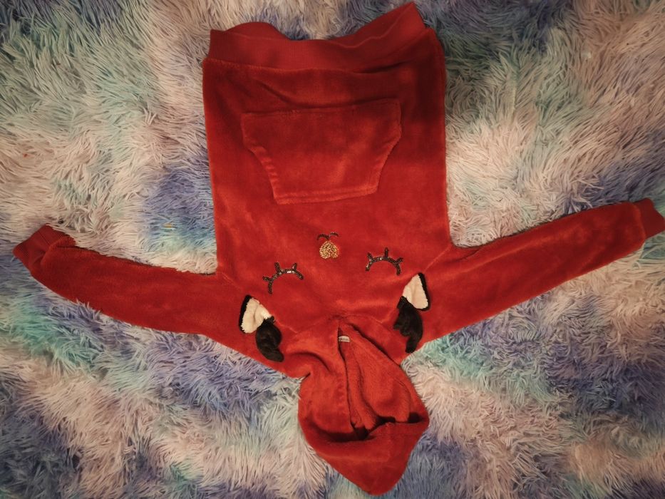 Zestaw świąteczny 98/104, czerwona bluza hm, świecący sweterek świątec