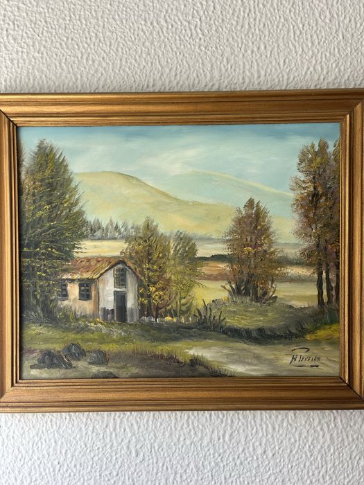 Quadro a oleo com moldura