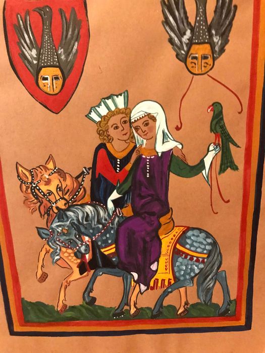 Obrazek. Kopia z manuskryptu średniowiecznego. Prezent. Dekoracja