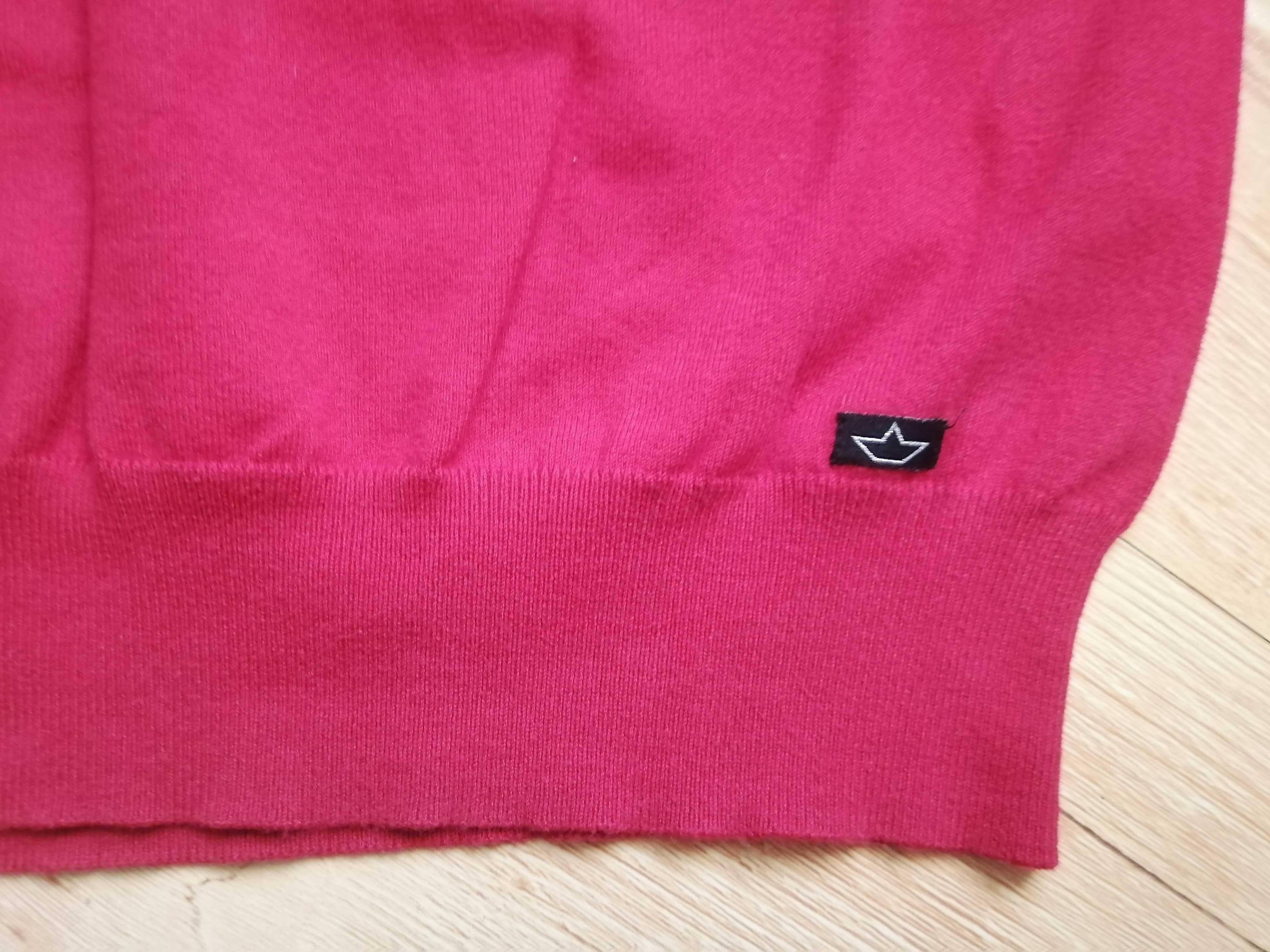 Czerwony elegancki lekki sweter bawełniany męski (jak nowy) r.L/170
