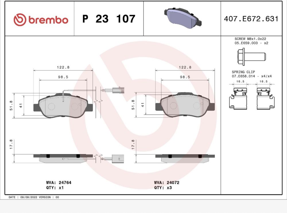 Pastilhas Brembo Fiat 500