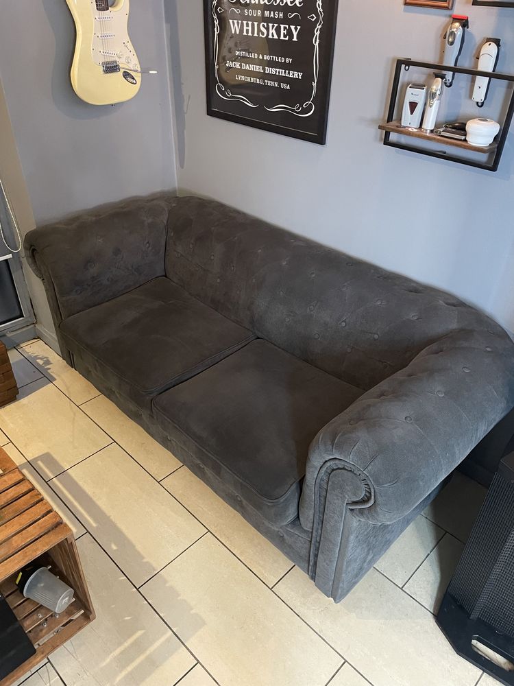 Sofa chesterfield rozkładana welur