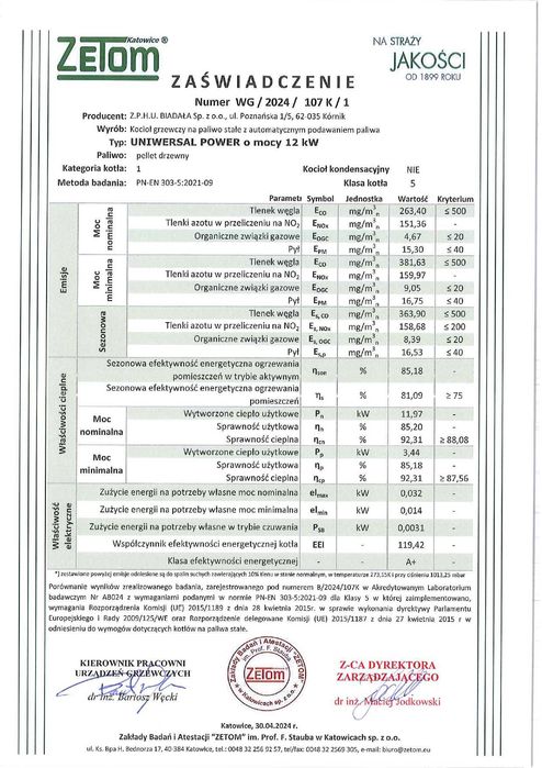 Kocioł, Piec - pellet, drewno, ekogroszek. Uniwersal Power 12 kW.