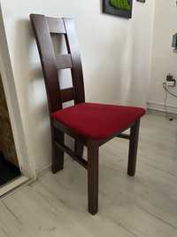 4x krzesło ciemne drewno z czerwonym obiciem
