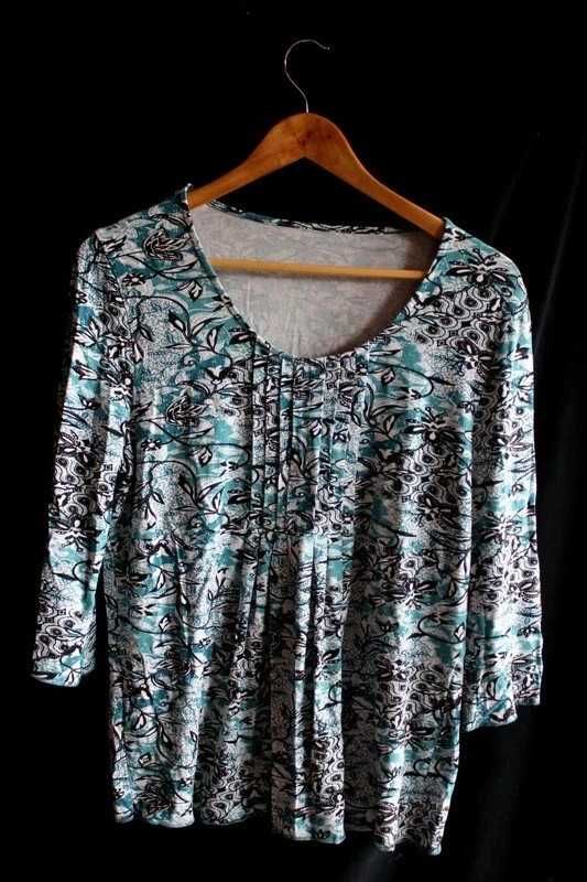 Bluzka w delikatne wzory z elastyczny materiał plus size vintage retro