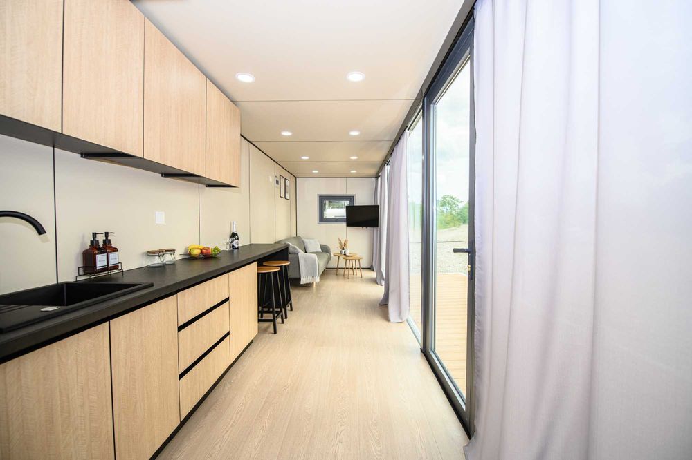 Nowoczesny gotowy domek mobilny, kontenerowy, modułowy,letniskowy.