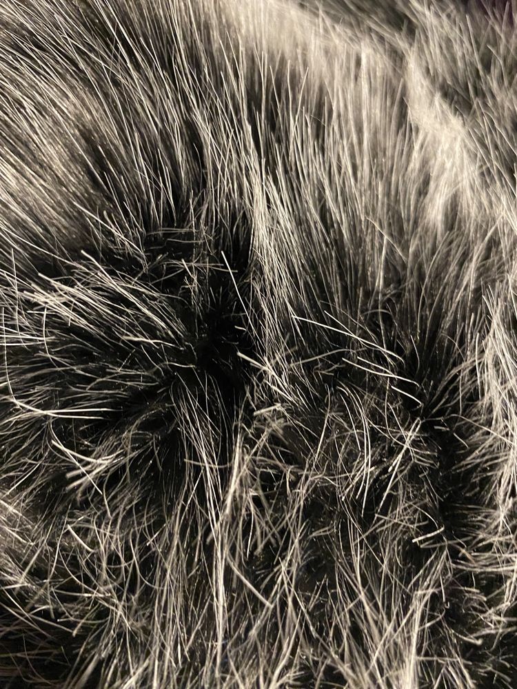 Futro sztuczne czarne siwe szare tkanina włos 60mm