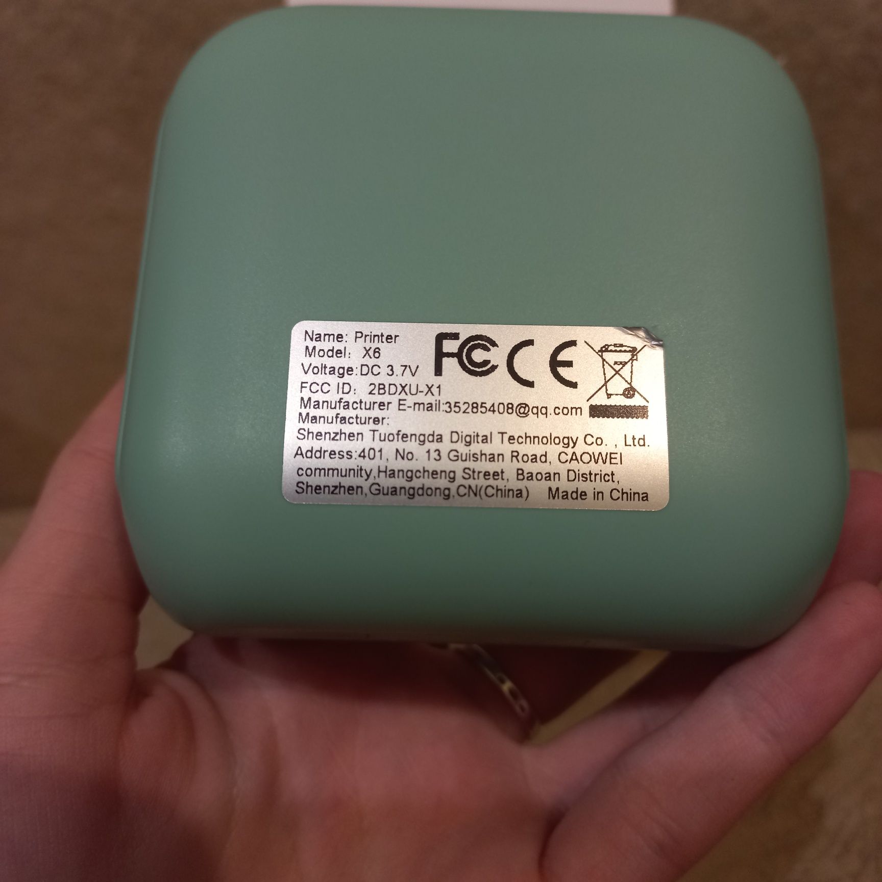 Mini printer, model X6