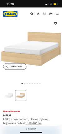 Drewniane łóżko z pojemnikiem MALM