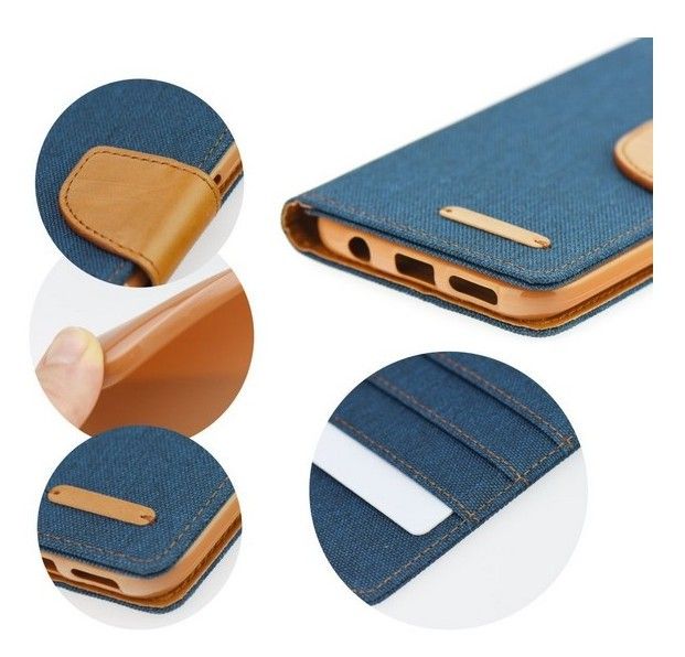 Etui Canvas Book do Iphone 12 MINI Navy Blue / Brown