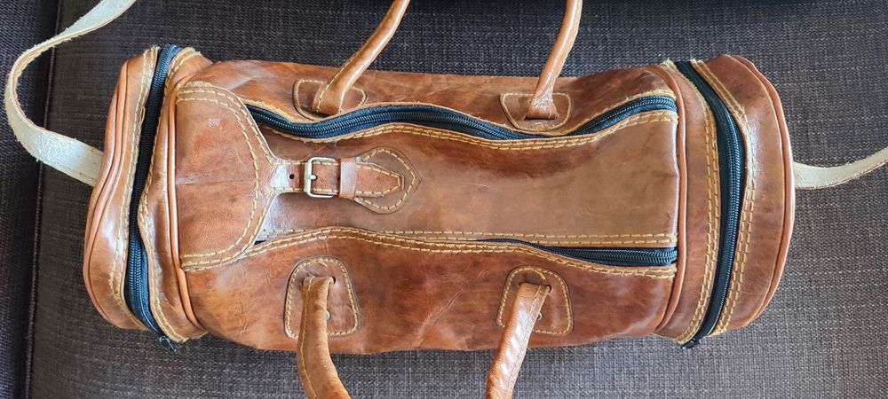 Saco de Desporto ou Viagem, em Couro, Pele Genuína