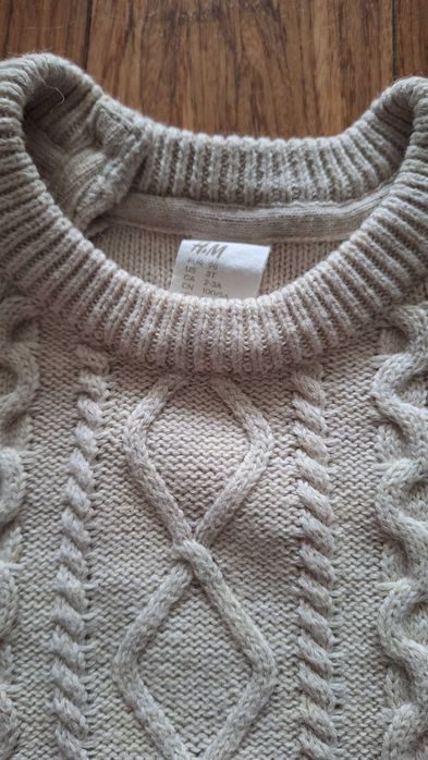 H&M sweter w warkoczowy splot z dodatkiem wełny r.98