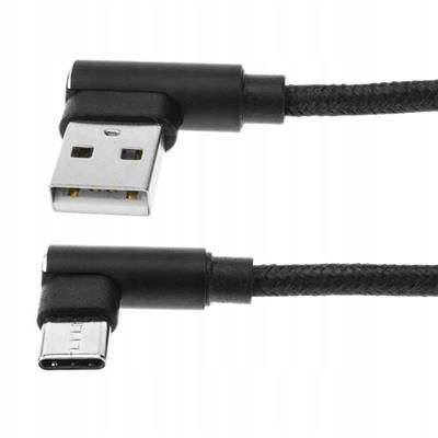 Kabel kątowy Nylon USB-C 3.1 do USB 2.0 25cm prawy