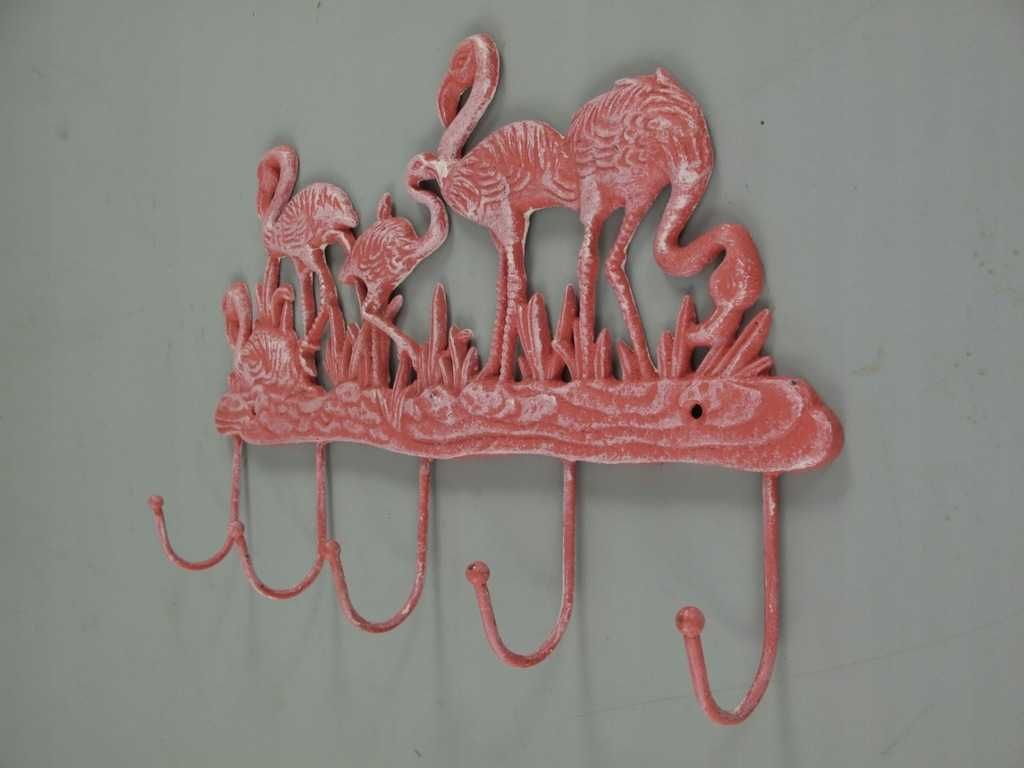 Żeliwny wieszak flamingi masywny ciekawy design