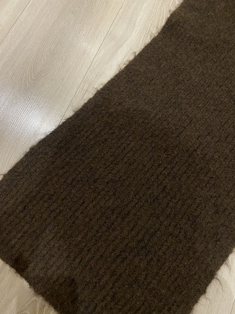Szalik Zara wełna brązowy czekoladowy długi ciężki ciepły unisex