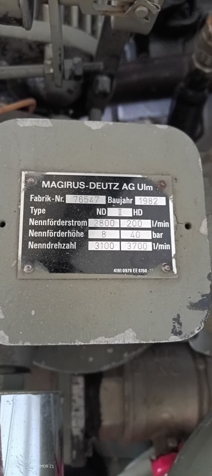 Pompa Wodna Magirus AG ULM