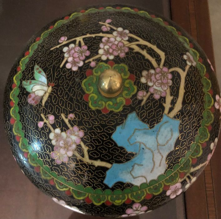 Taça Decorativa em Cloisonné, Pote de Porcelana Oriental e Compoteira