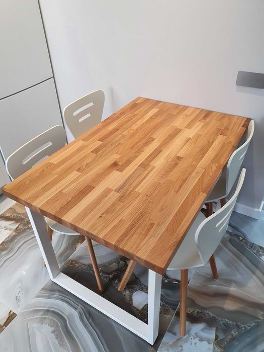 Stół drewniany dębowy 120x80x3 loft metalowe nogi salon
