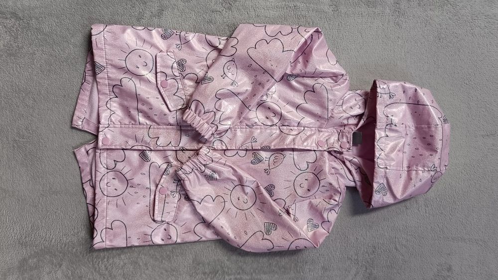 Kurtka przeciwdeszczowa dla dziewczynki, różowa, błyszcząca, pepco