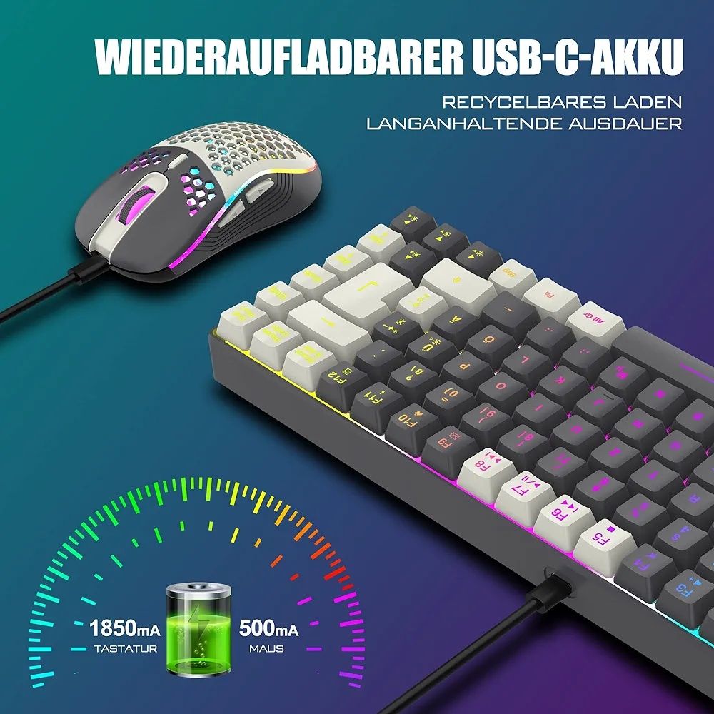 Zestaw bezprzewodowa klawiatura i mysz redthunder k84 qwertz de