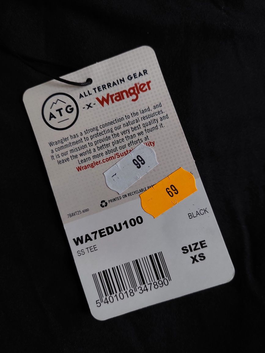 Nowy z metką t-shirt Wrangler czarny XS 34