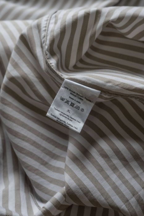 Koszula w beżowe pasy Dressmann, rozmiar 42/43 XL, Bawełna / Cotton