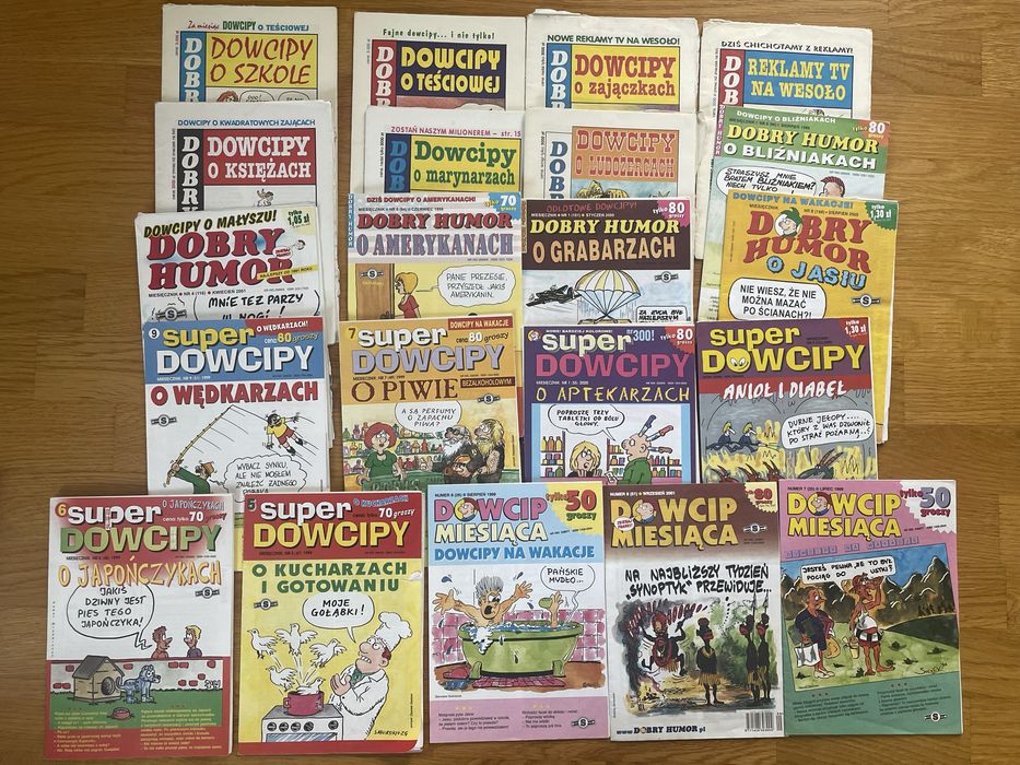 Duży zestaw gazetek z dowcipami, żartami, humorystycznych